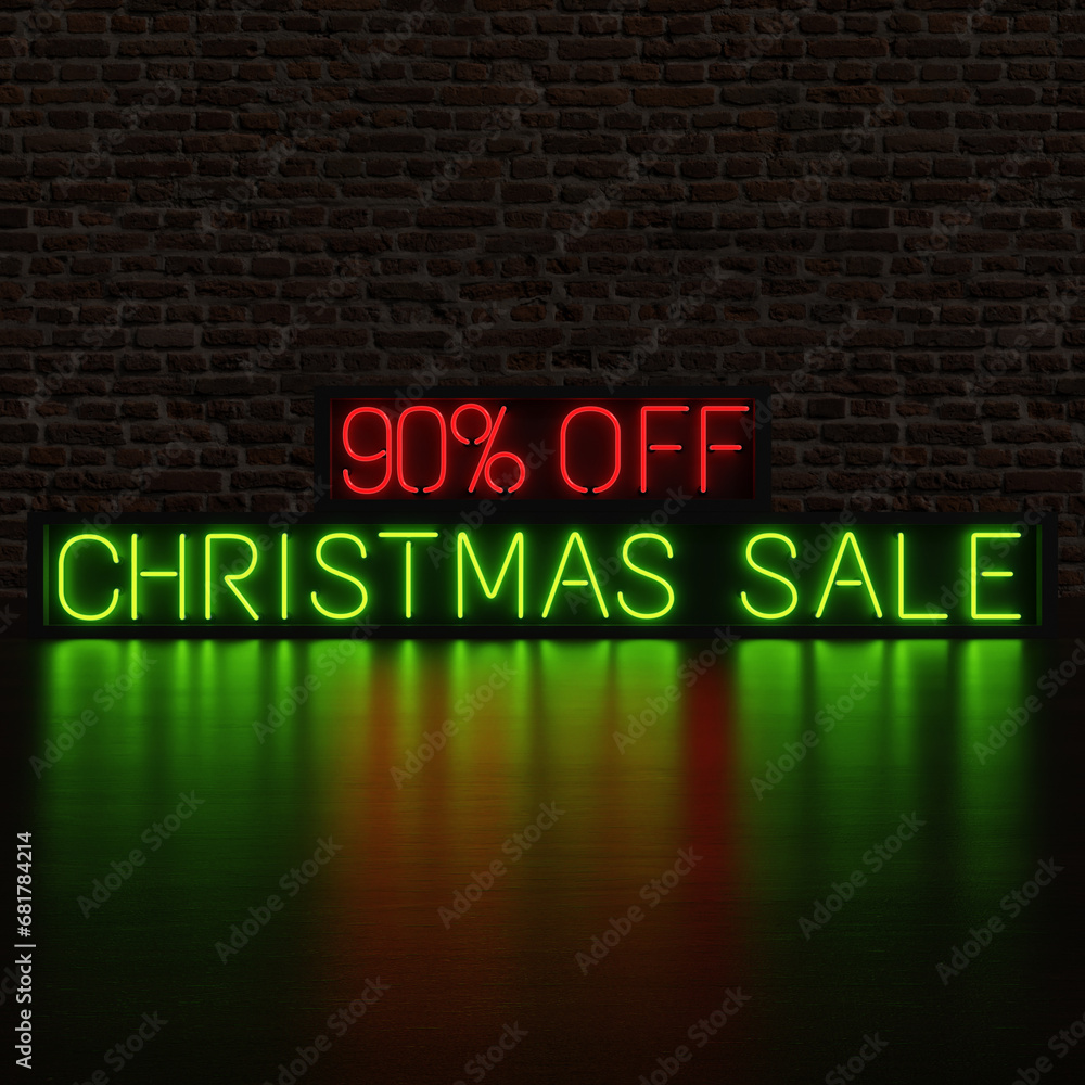 90 Percent Off Christmas Sale With Brick Background 90 Percent Off Christmas Sale With Brick Background