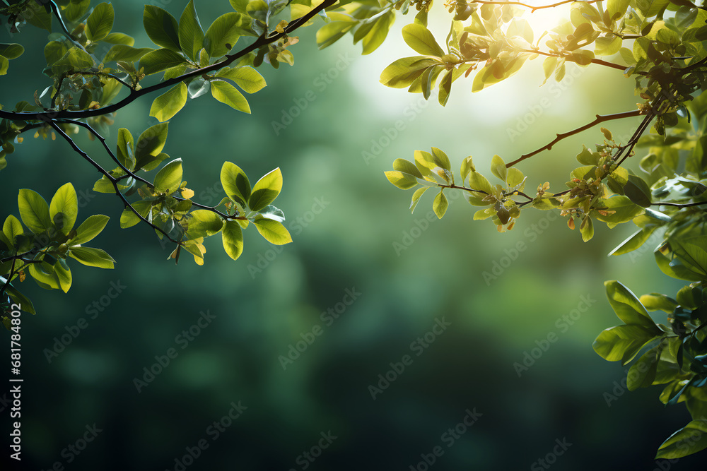 Spring green background with leaves Spring green background with leaves