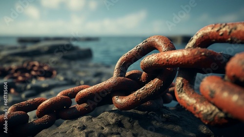 Close up photography of a ships anchor chain photo