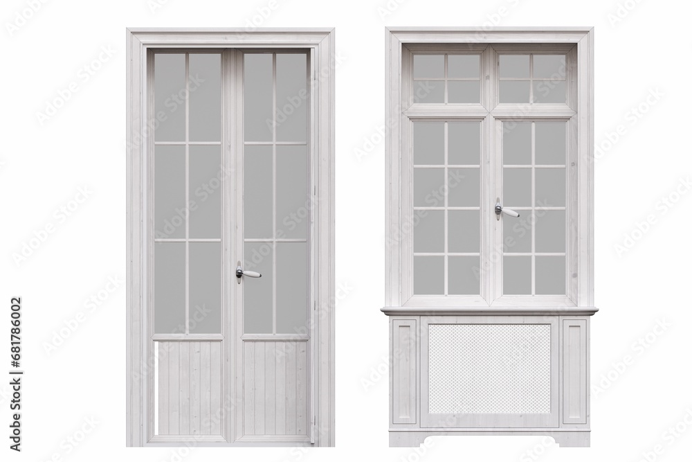 windows in the interior isolated on white background, 3D illustration, cg render windows in the interior isolated on white background, 3D illustration, cg render
