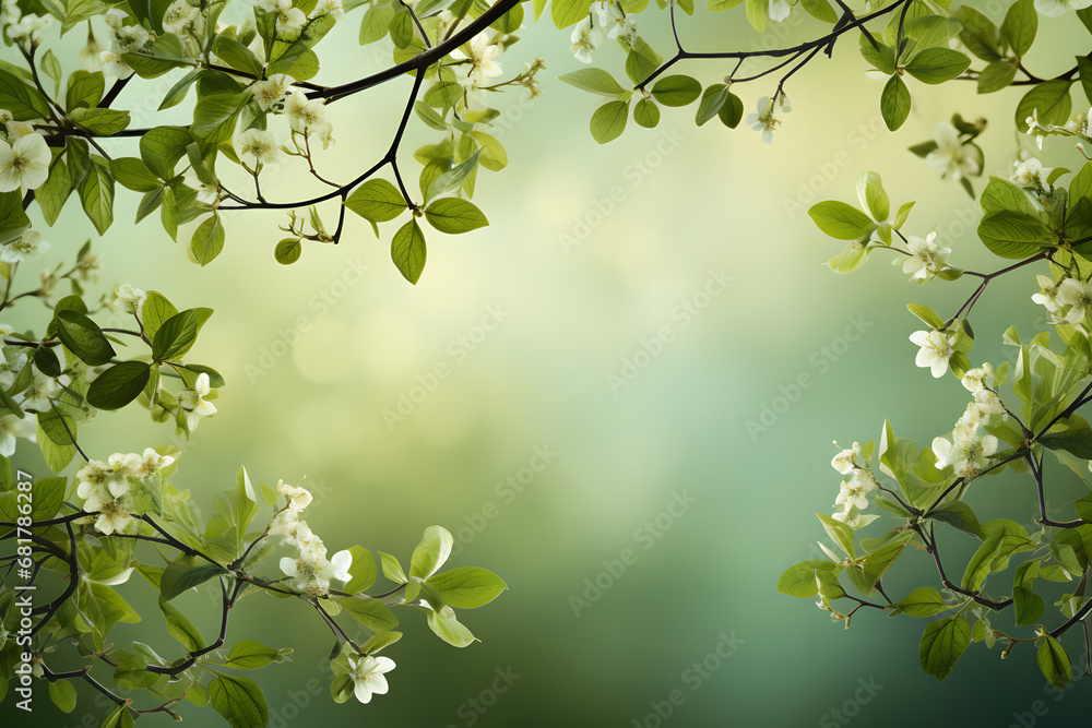 Spring green background with leaves Spring green background with leaves