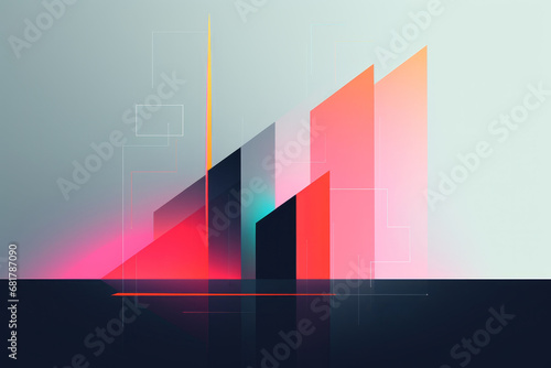 Graphic background of Abstract Geometric Spectrum, Minimalist Digital Art