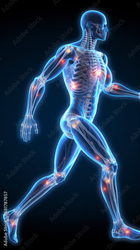 3D human man anatomy with articular pain 3D human man anatomy with articular pain