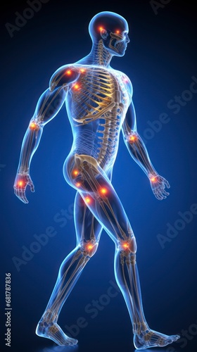 3D human man anatomy with articular pain