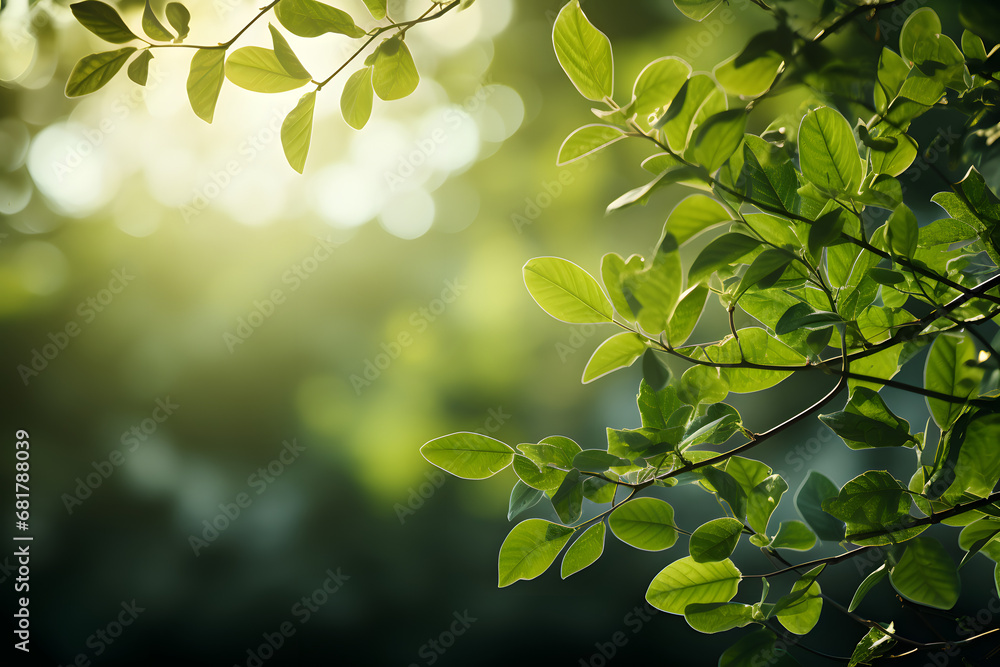 Spring green background with leaves Spring green background with leaves