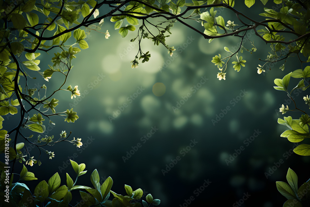 Spring green background with leaves Spring green background with leaves