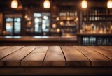 Empty wooden table rustic and blurred background of bar or pub For product display High-quality photo
