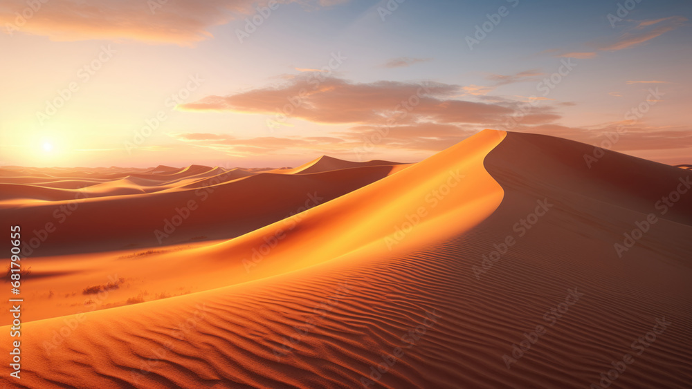 An image of a desert with incredible views under the light of the sun. - obrazy, fototapety, plakaty 