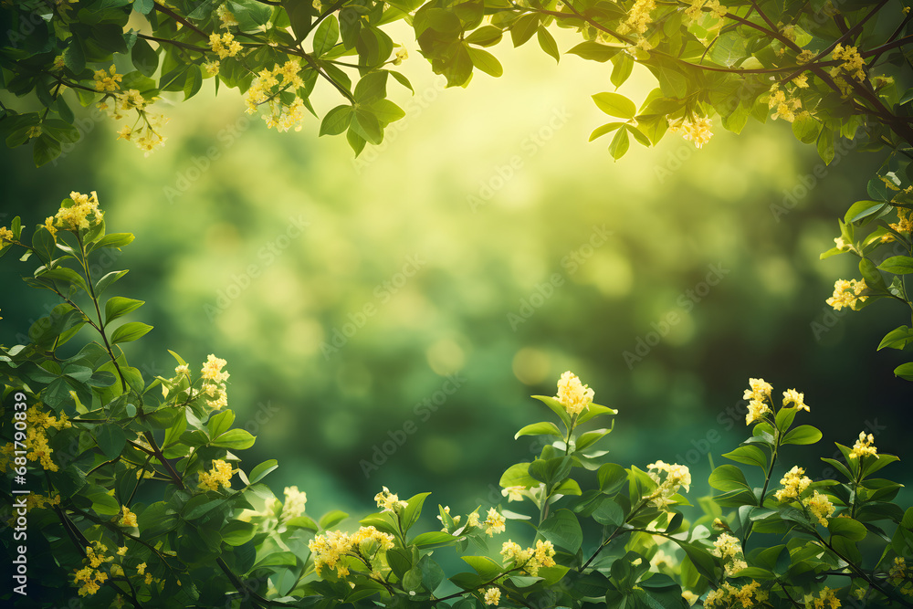 Spring green background with leaves Spring green background with leaves