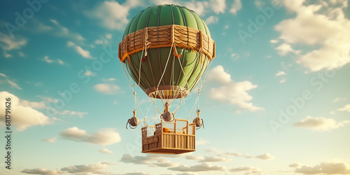 Traditional colorful Hot air balloon flying on fantasy sky