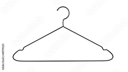 Thin black hanger isolated on transparent and white background. Hanger concept. 3D render photo