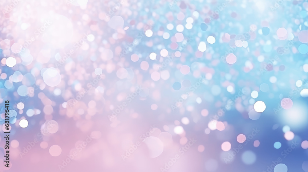 Obraz premium Abstract blur bokeh banner background. Light blue, purple and pale pink bokeh background