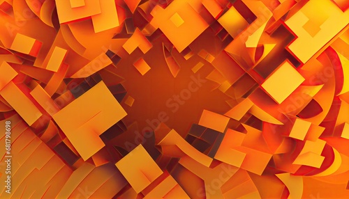 Abstract geometric modern orange background three-dimensional design graphic light wallpaper shape futuristic texture illustration motion art dynamic bright minimal white element colours trendy
