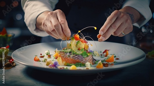 a person pouring a liquid into a bowl of salad
