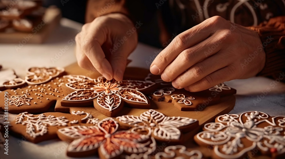 a person making a gingerbread house