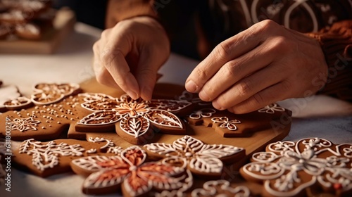 a person making a gingerbread house