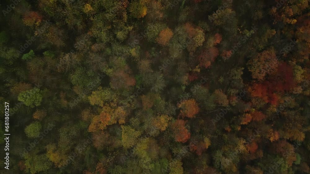 Fly over colorful autumn landscape over the hills of Aveyron Fly over colorful autumn landscape over the hills of Aveyron