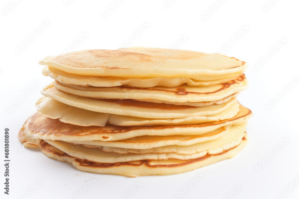 Stack Of Fresh And Delicious Pancakes Isolated On A White Background, generative ai Stack Of Fresh And Delicious Pancakes Isolated On A White Background, generative ai