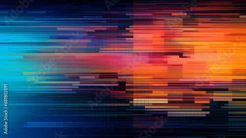 Abstract geometric background digital information flow bright colorful test screen glitch affect noise texture, modern art concept