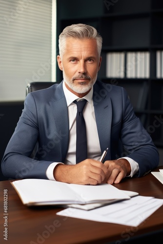 CEO man is sitting in his o...