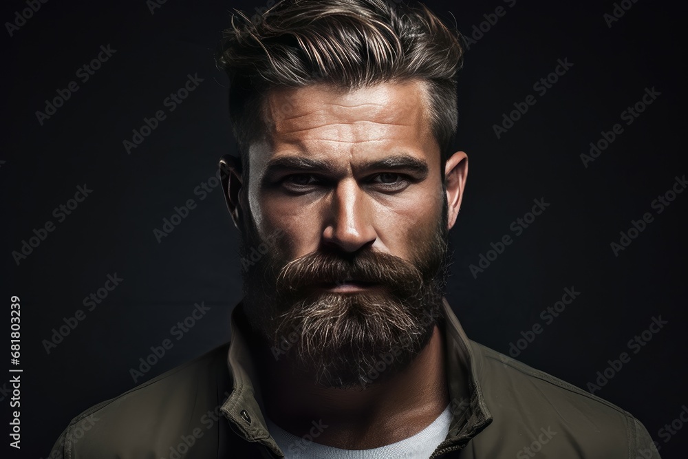 Haircut groomed beard. Facial male fresh. Generate Ai