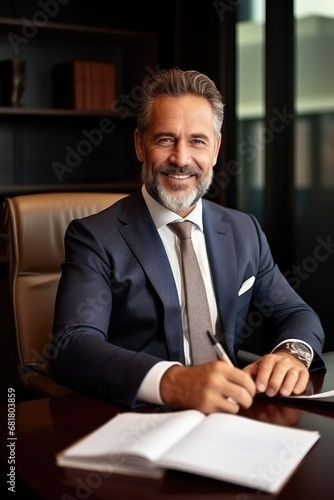 CEO man is sitting in his o...