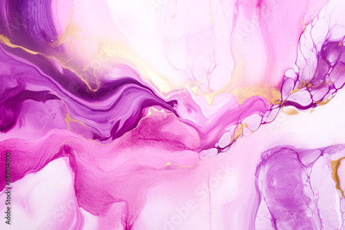 vibrant abstract fluid art with swirling shades of purple, pink, and gold accents, suggesting luxury and creativity. © Enigma