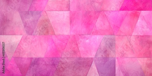 Pink, magenta textured surface with triangles, shapes. Bright colors creating a geometric patterned design for card, banner. Distressed, watercolor style.