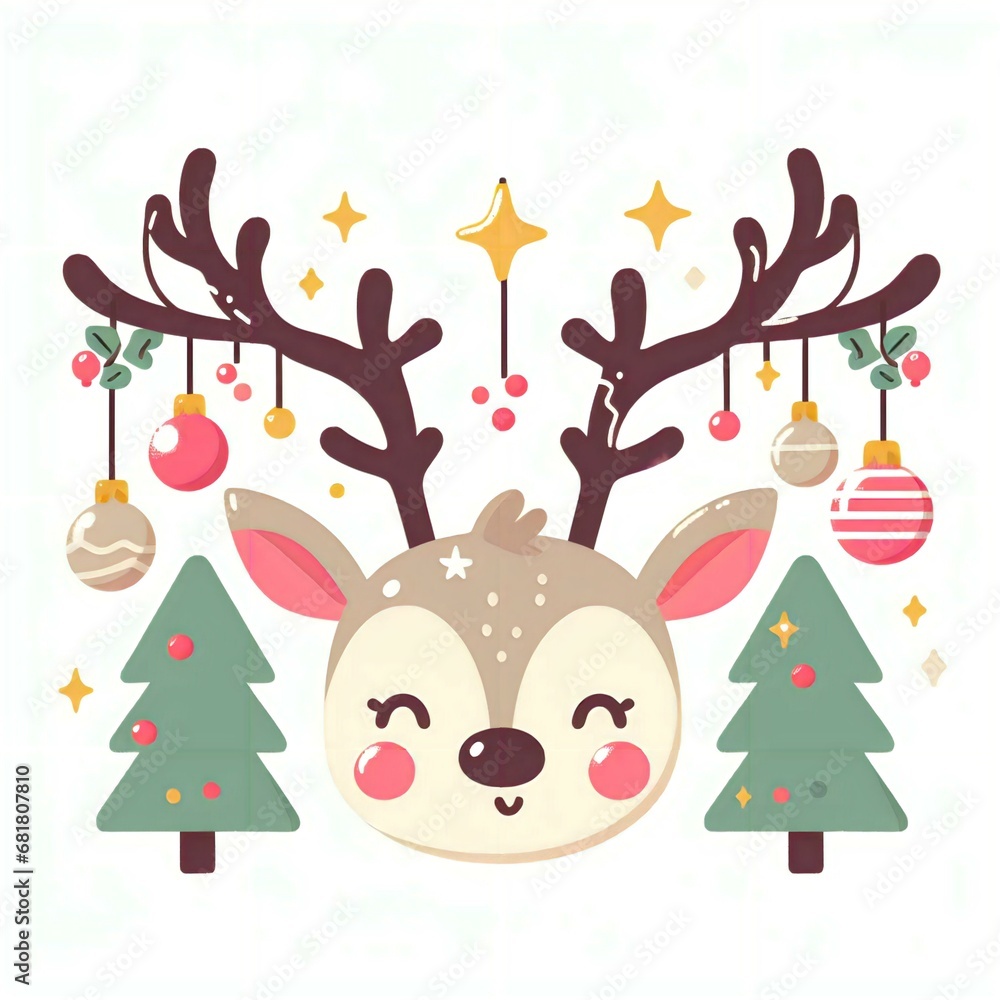 Naklejka premium Cute Christmas reindeer antlers