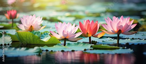 In Country, on a sunny day in Ontario, people marvel at the natural beauty of a pond, where vibrant lotus flowers bloom, their colors reflecting in the water, capturing the world's attention through photo