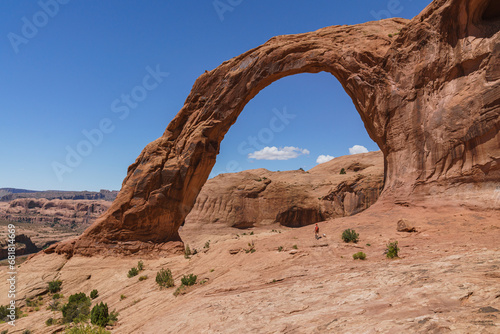 Landscape view of Corona Arch in Moab Utah