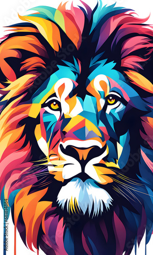 Lion Colorful Watercolor Animal Artwork Digital Graphic Design Poster Gift Card Template