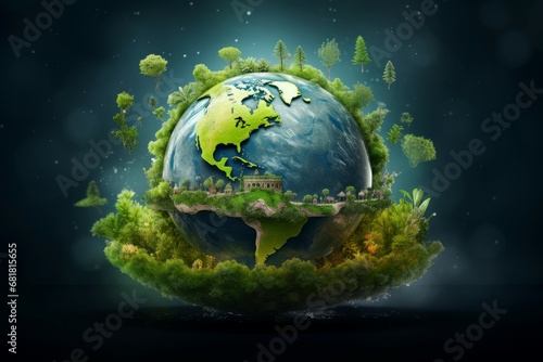 Green Happy earth day. Nature concept. Generate Ai © juliars