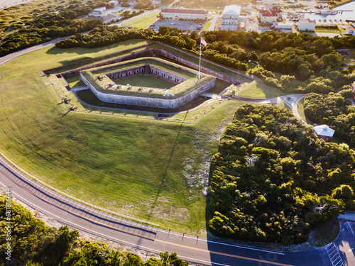 aerial photograph of Fort Macon in North Carolina shot from drone. photo