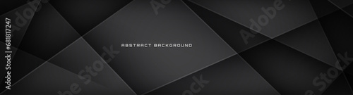 3D black techno abstract background overlap layer on dark space with polygonal shape effect decoration. Modern graphic design element cutout style concept for banner, flyer, card, or brochure cover photo