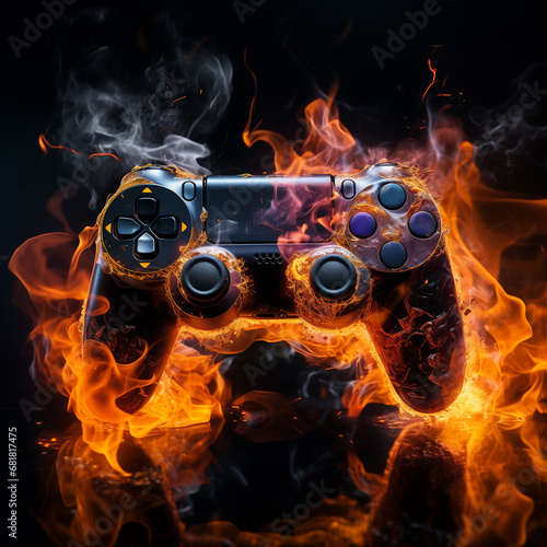 gaming controller with fire background