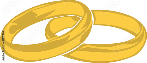 Cartoon Isolated Illustration Vector Of A Pair of Golden Wedding Rings