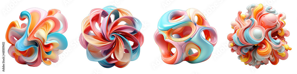 Abstract colorful shape  Hyperrealistic Highly Detailed Isolated On Transparent Background Png File