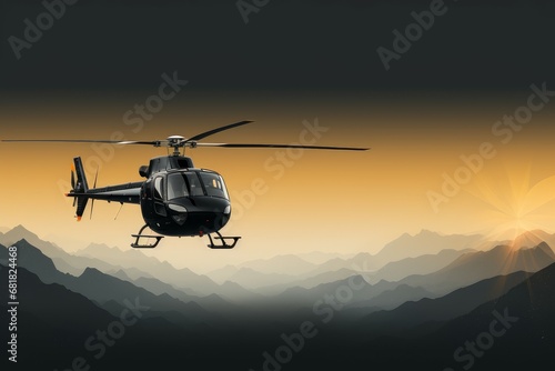 Intricate Helicopter mockup background. Sky aerospace. Generate Ai