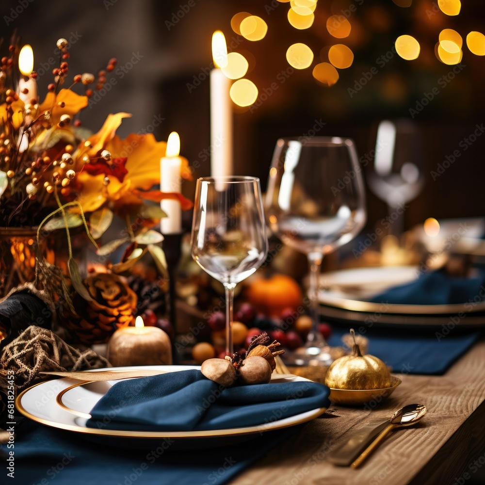 Creating a Cozy Thanksgiving Atmosphere: A Warmly Set Dinner Table