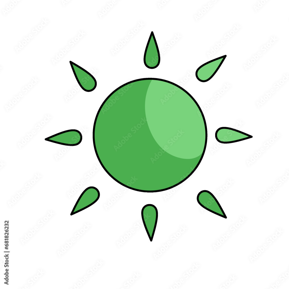 green leaf icon, Green sun vector for children's illustrations, cute icon green leaf icon, Green sun vector for children's illustrations, cute icon