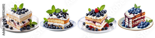  Blueberry cake with fresh berries Hyperrealistic Highly Detailed Isolated On Transparent Background Png File