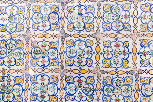 Colorful decorative tiles on a house near the Tunis Souk.