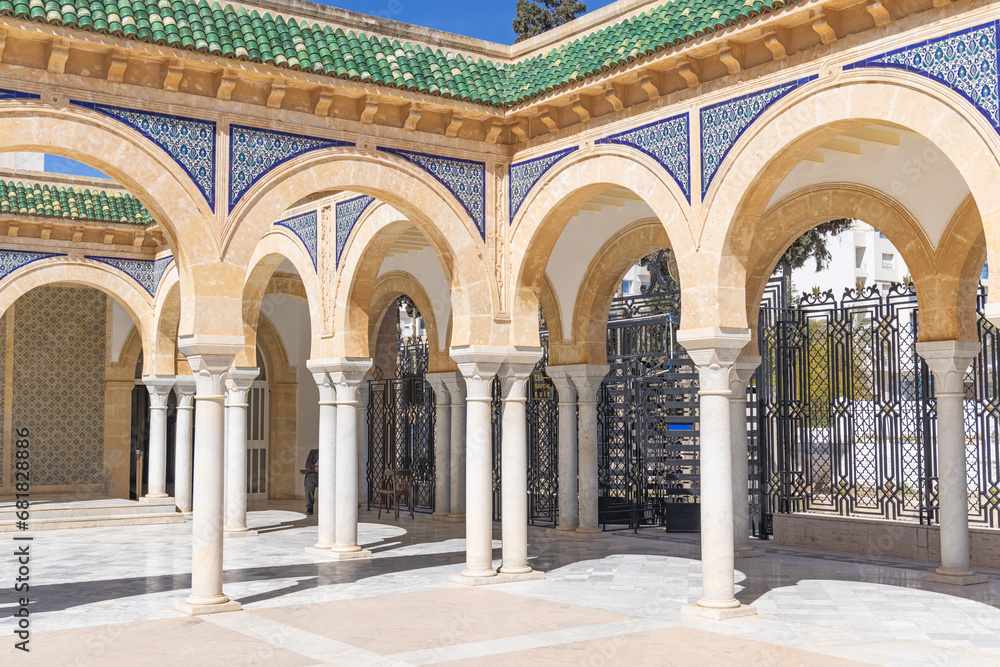 Exterior view of the Bourguiba Mausoleum in Monastir.