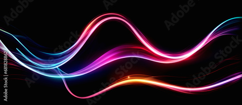 Neon Light Waves Abstract Art Background Design Digital Graphic Banner Website Poster Gift Card Template