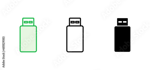 Usb icon set. Flash disk icon vector