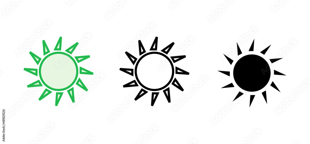 Sun icon set. Brightness Icon vector Sun icon set. Brightness Icon vector