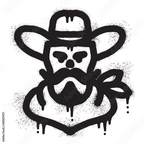 Cowboy graffiti with black spray paint