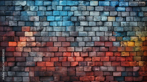 Brick wall background, brash colors grunge texture or pattern for design, wallpaper. Generative ai