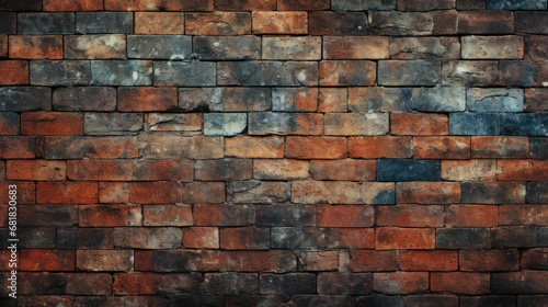 Brick wall background  retro colors grunge texture or pattern for design. Generative ai